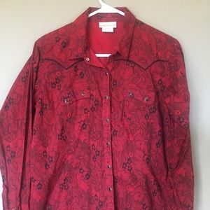 Ariat red and black western shirt